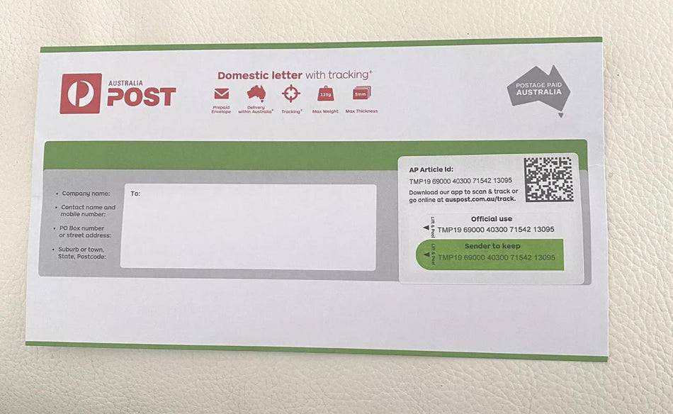 Domestic Letter with Tracking Prepaid Envelope Small – 500 Pack RRP $2300