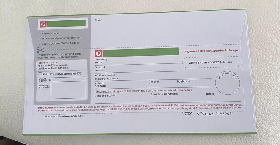 Domestic Letter with Tracking Prepaid Envelope Small – 500 Pack RRP $2300